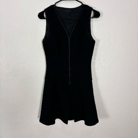 Theory Black Ribbed V Neck Zip Up Sleeveless Dress Size 0 - Picture 1 of 8